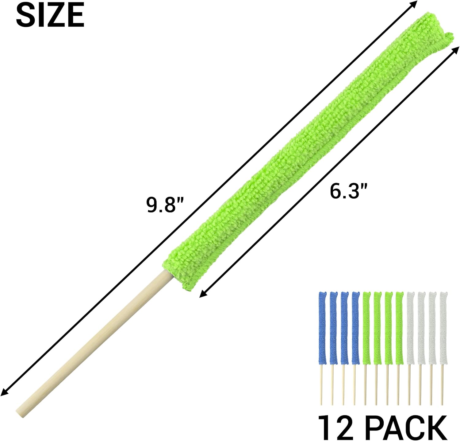 12 Pcs Microfiber Detail Duster Sticks Crevice Cleaning Brush Microfiber Stick Duster Mini Detail Dusters for Cleaning Home, Keyboards, Car Window The Small Spaces