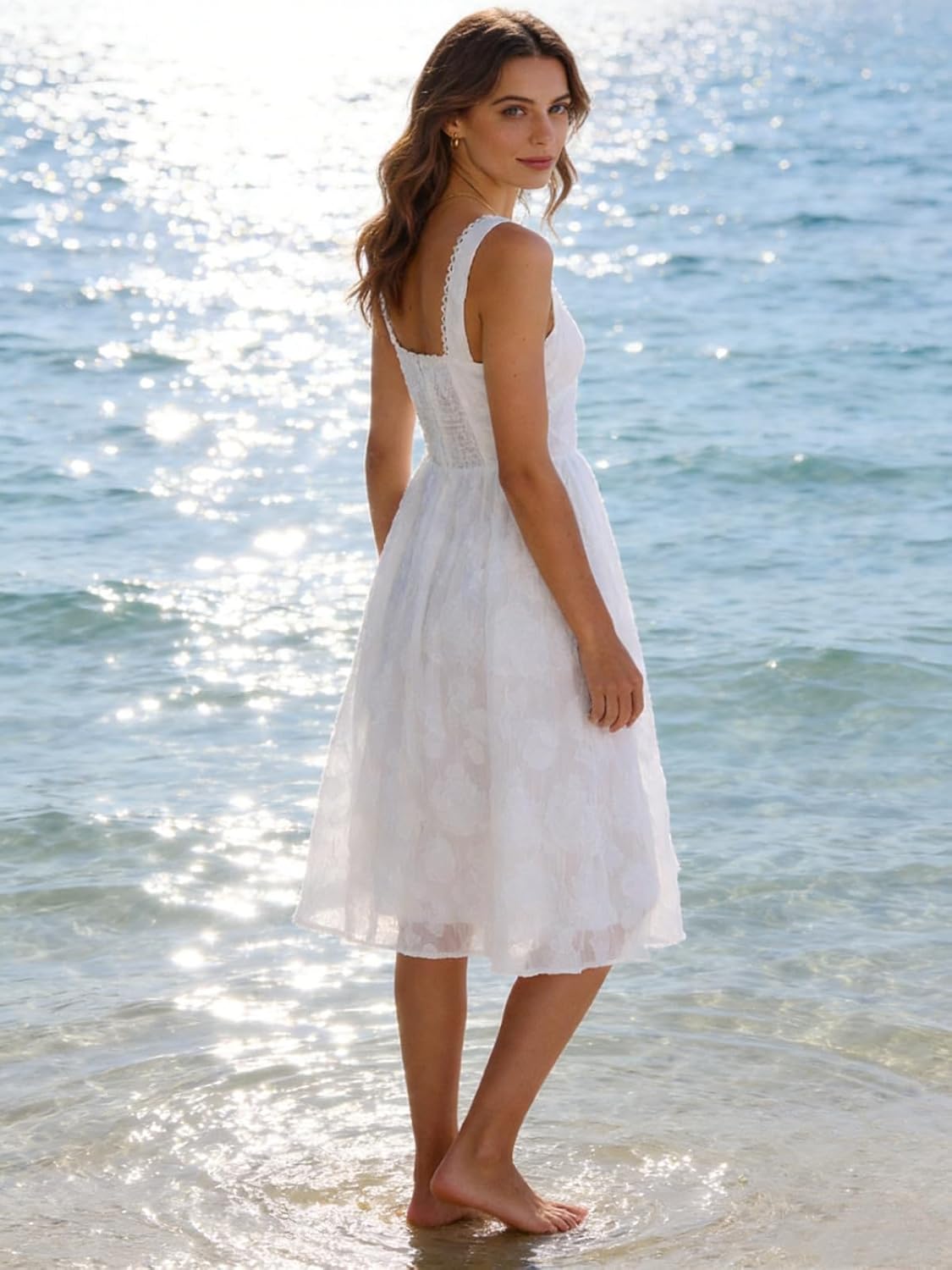 RIHOAS Summer Floral A-Line Midi Sundress - Women's Short Sleeve Semi-Formal Dress for Wedding Guest Party Vacation - Image 8