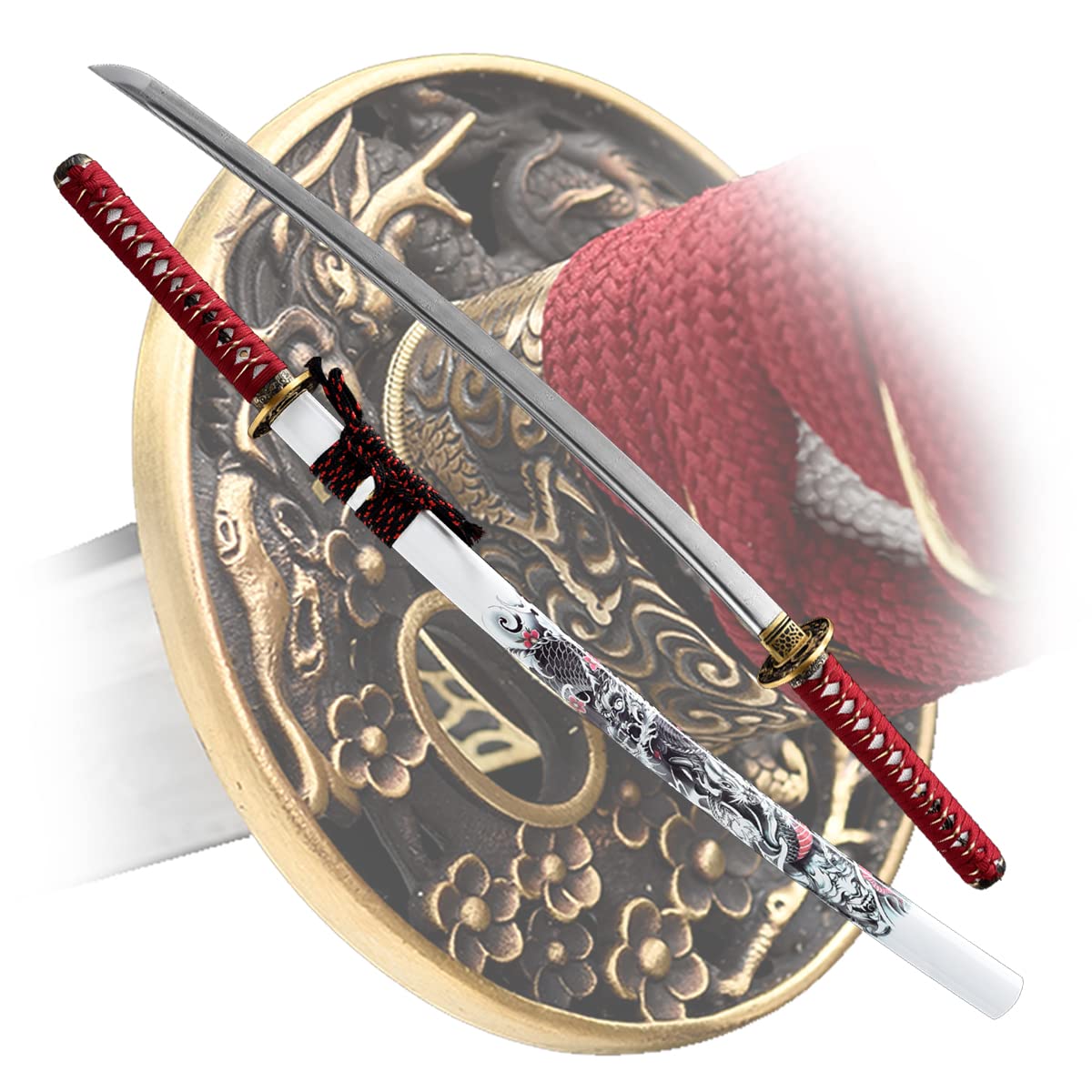 - Handmade Katana,Japanese Samurai Sword Katana,1040/1060/1095 Damascus Steel,T10 High Carbon Steel Clay Tempered,Full Tang