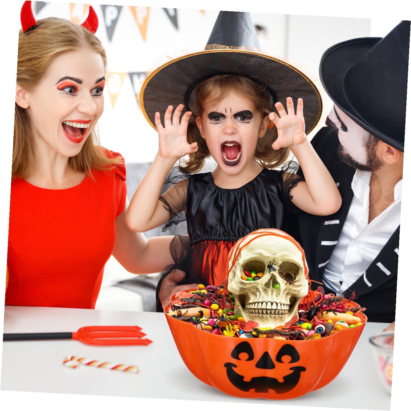 SEWACC Halloween Pumpkin Candy Bowl, Salad Plate, Plastic Halloween Decoration Fruit Plate, 11. 61 X 11. 61 X 4. 72 Inch (orange)
