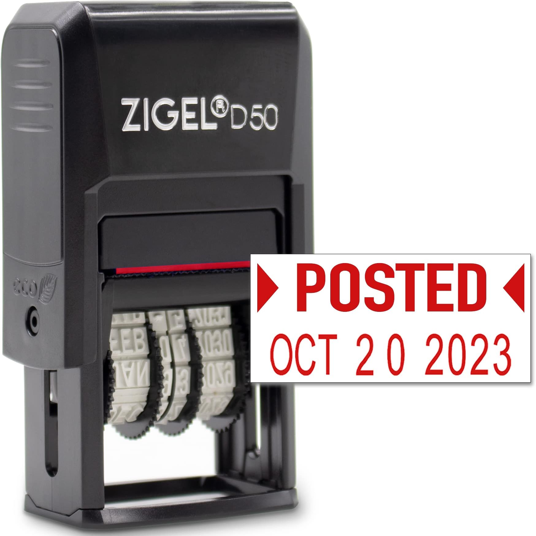 ZIGELD50 Date Stamp with Posted - Self Inking Date Stamp - Red