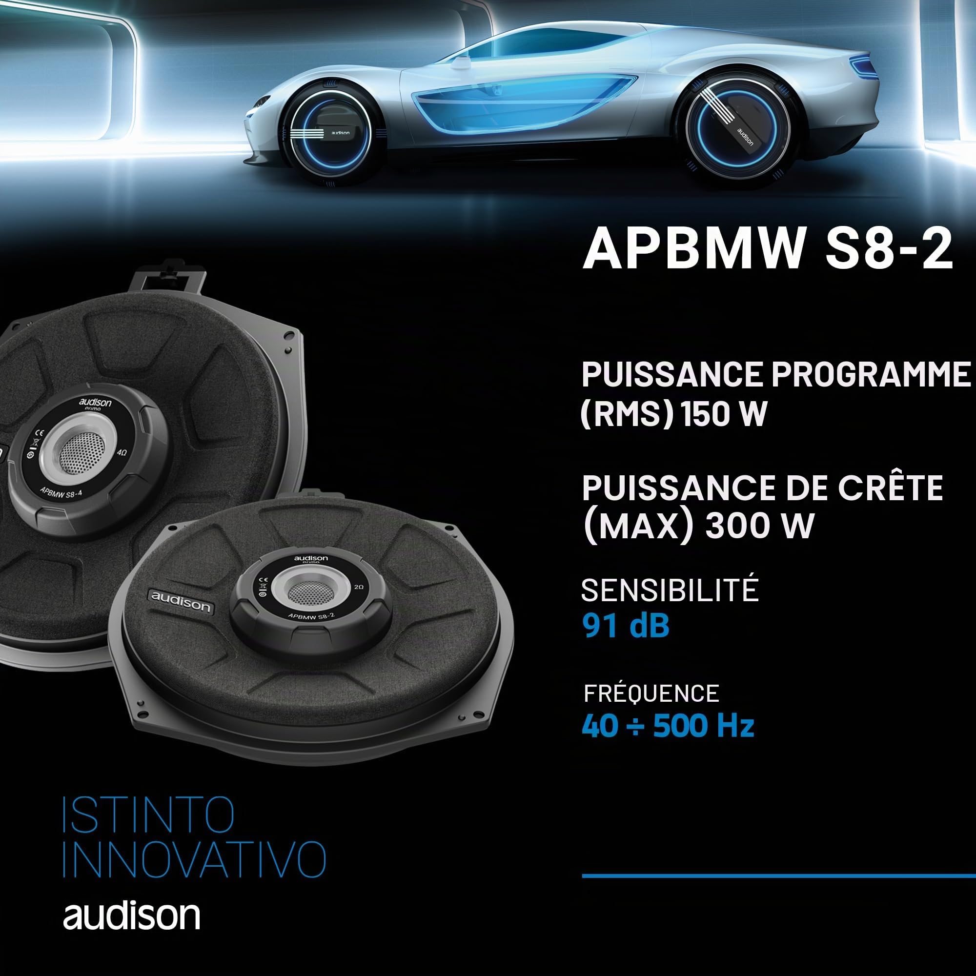 Audison AP BMW S8-2 Prima Series Caisson de basses 200 mm 2 Ω pour BMW