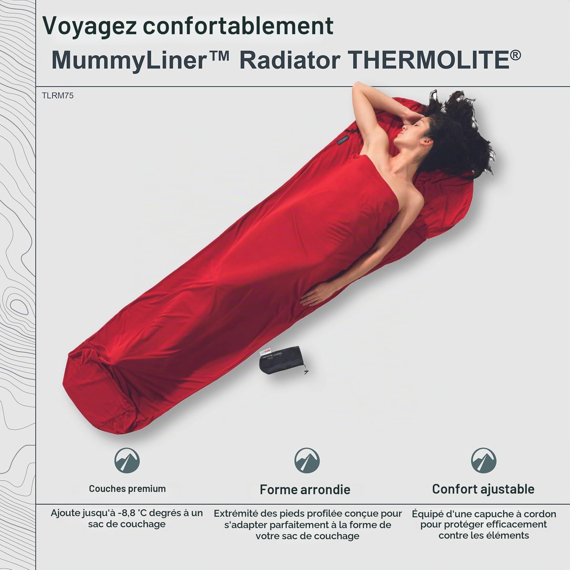 Cocoon Drap de Sac Thermolite Radiator TLRM75 Coloris Rouge Sarco