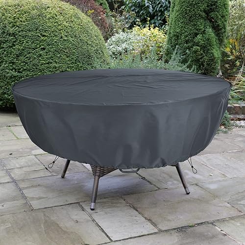 Miniatura 6 de Funda de mesa redonda, adecuada para mesa redonda de patio de 64 pulgadas de diámetro, tela Oxford de doble capa gruesa, antidesgarros, con asa,