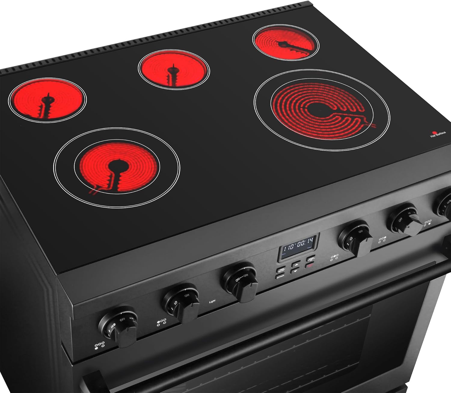 COSMO COS-ERC365KBD-BK 36 in. Haven Collection 6.1 cu. ft. Electric Ceramic Glass Range, 5 Burner Elements, Convection Oven, Matte Black