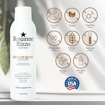 Bronze Glow Duo By Roxanne Rizzo - Celebrity Choice Bronzer - Refreshing Hydrating Mist - Face & Body - Blends with All Skin Tones - TSA Approved Travel Size (100ml) - Includes 177ml & 100ml Bottles