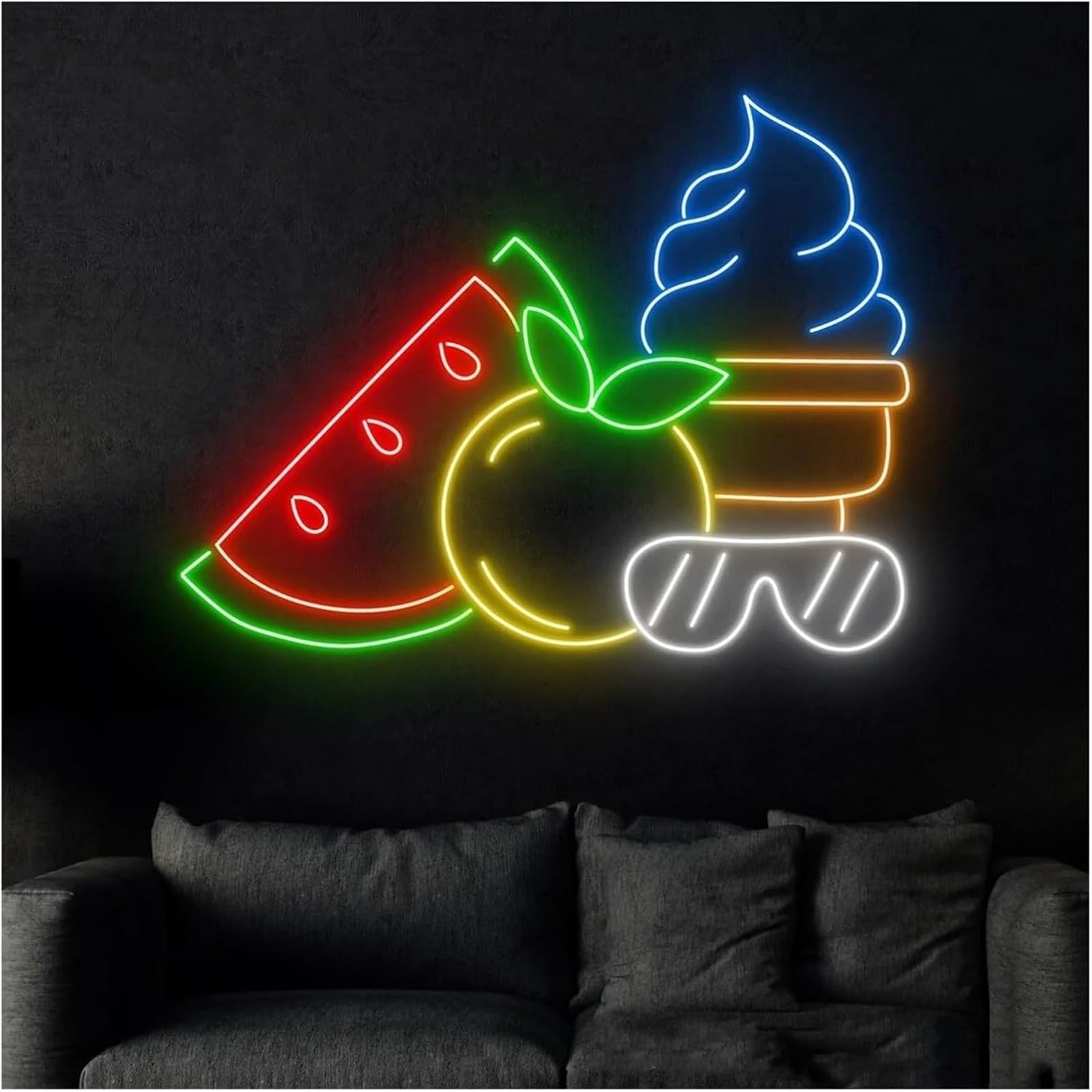 Lampe Néon D'Ambiance Apaisante Lampe Enseigne Au Néon pour Glaces, Pastèque, Citron, Magasin De, Décoration Murale, Lampes