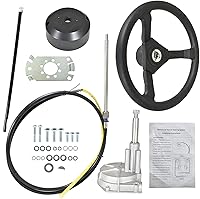 Vista 1 de GXYWADY Sistema de dirección marina de 10 pies Sistema de dirección fuera de borda Cable de dirección de barco SS13710 eje 3/4 con rueda de repuesto