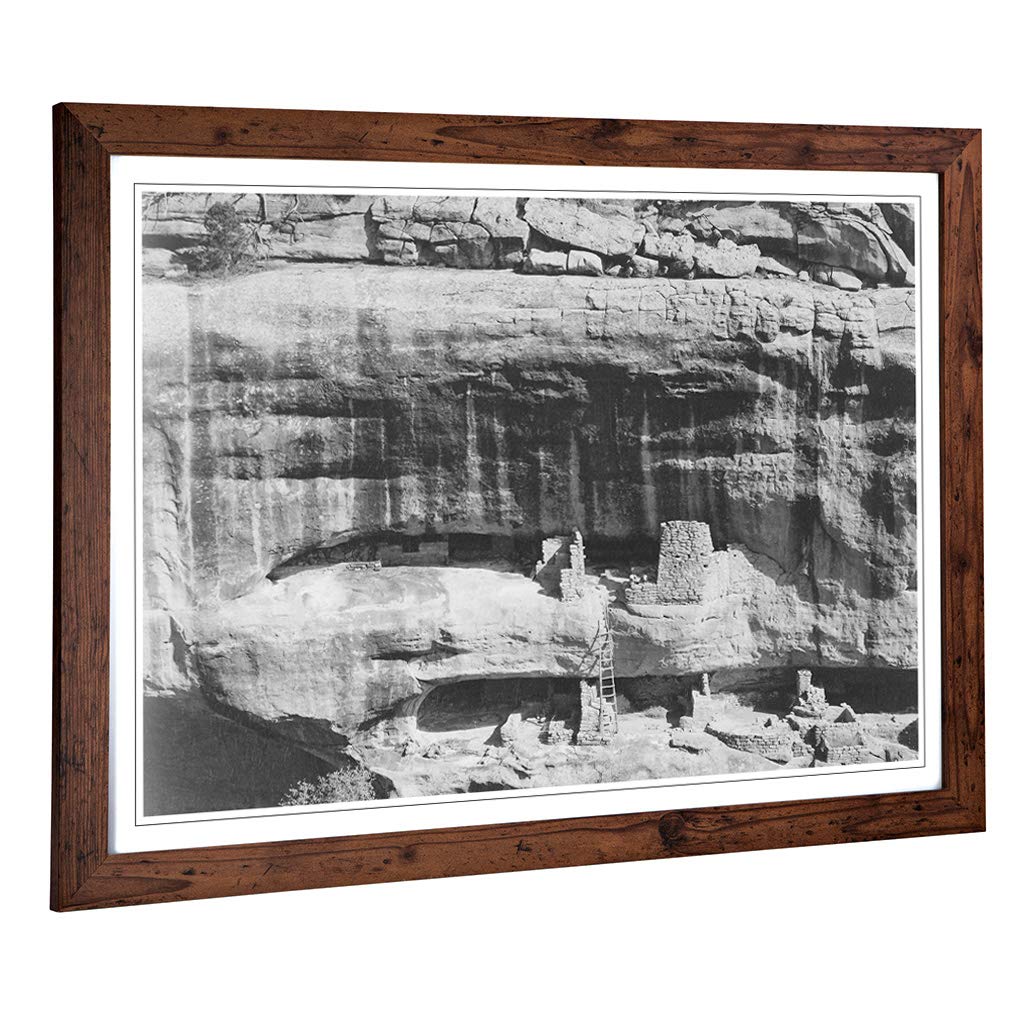 Big Box Art Framed Print of Ansel Adams Mesa Verde National Park Cliff Design | Wall Art Picture | Home Decor for Kitchen, Living Room, Bedroom, Hallway, Walnut, A2 / 24.5x18 Inch / 62x45cm