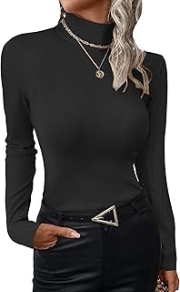 Womens Ribbed Long Sleeve Mock Neck Tops Fall Winter Fitted Shirts for Women 2025