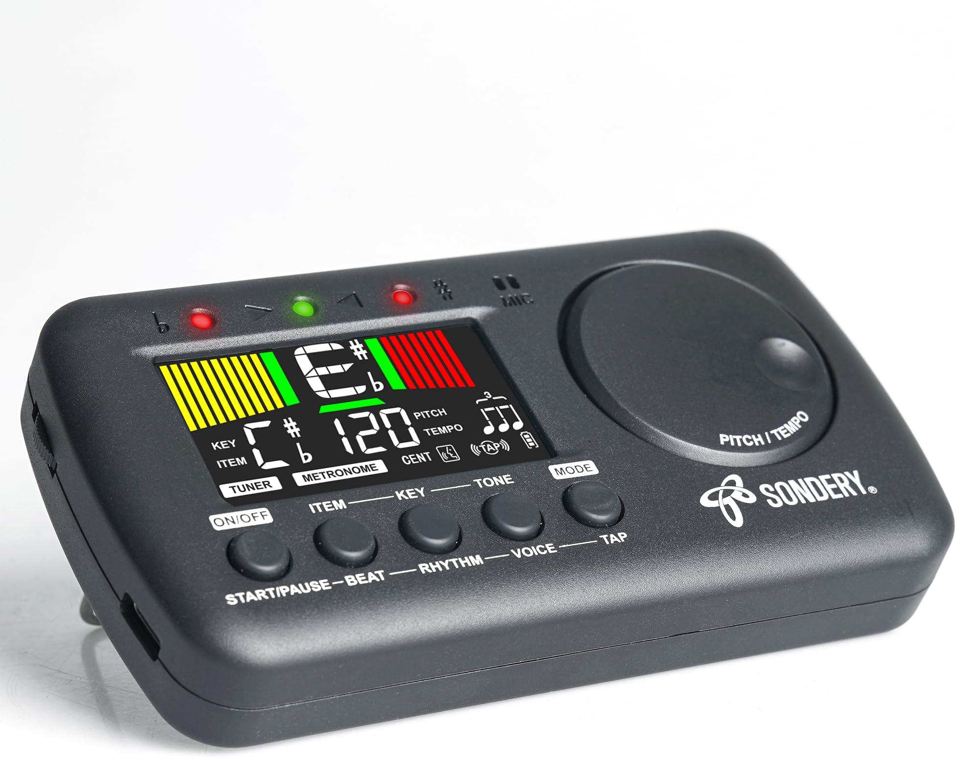 Sondery 3 in 1 Digital Metronome Tuner for All Instruments, Rechargeable Metronome with Tap Tempo, Chromatic Tuner Tone Generator for Guitar, Bass, Violin, Clarinet, Piano, Trumpet, Flute