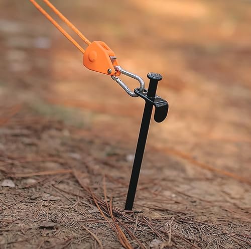 Miniatura 8 de Cheardia Paquete de 20 estacas resistentes para tienda de campaña, estacas de 10 pulgadas para acampar al aire libre, estacas de metal negro,