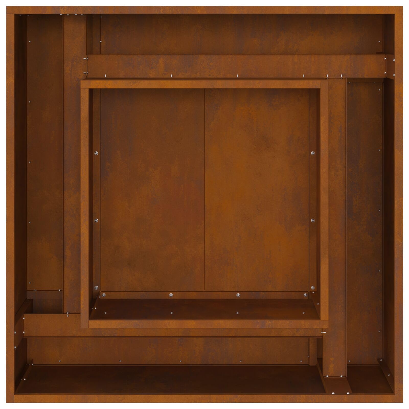 Kwadratowy palenisko ze stali corten 80x80x40 cm - 858965