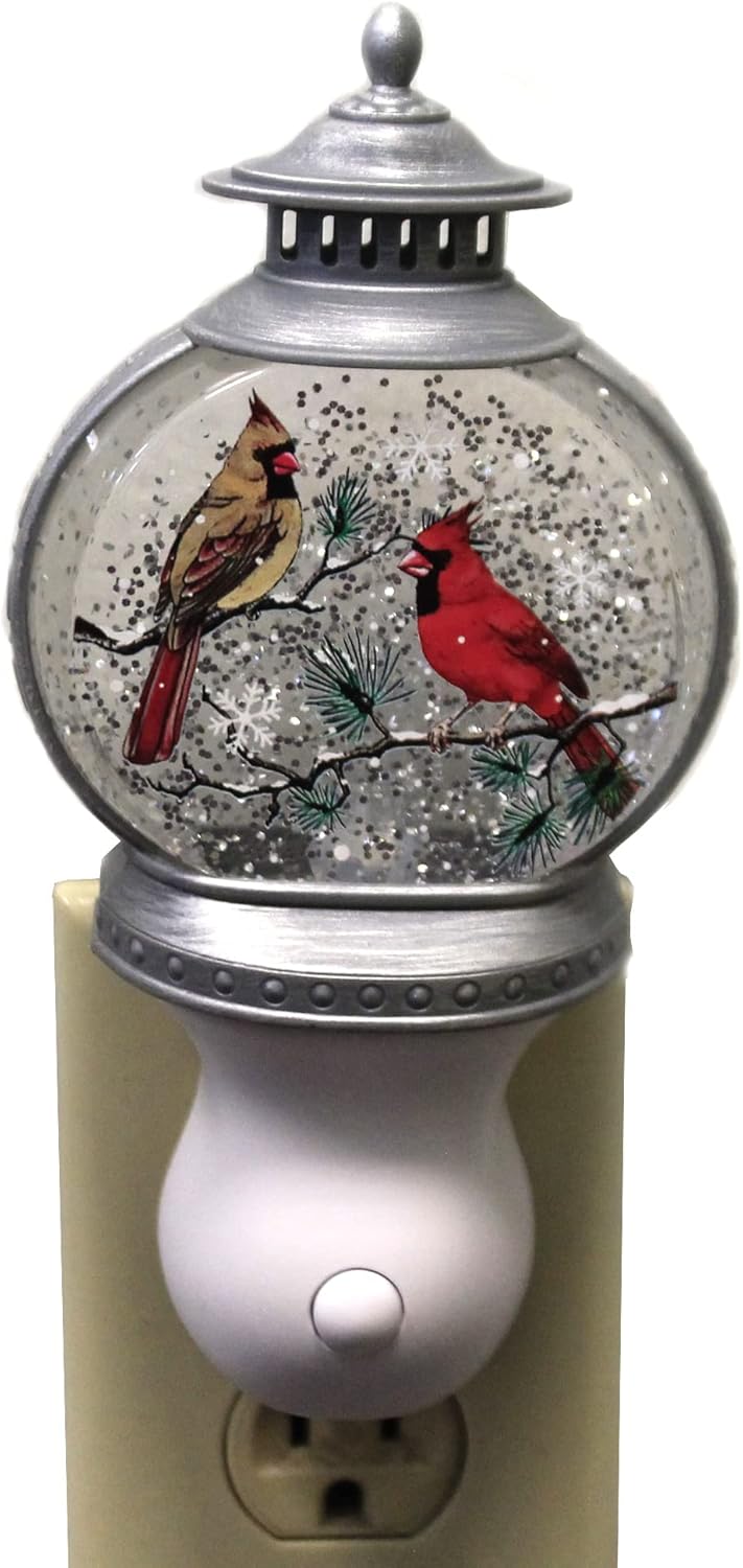 160155 Lantern Swirl Nightlight with Cardinal Scene, 7-inch High