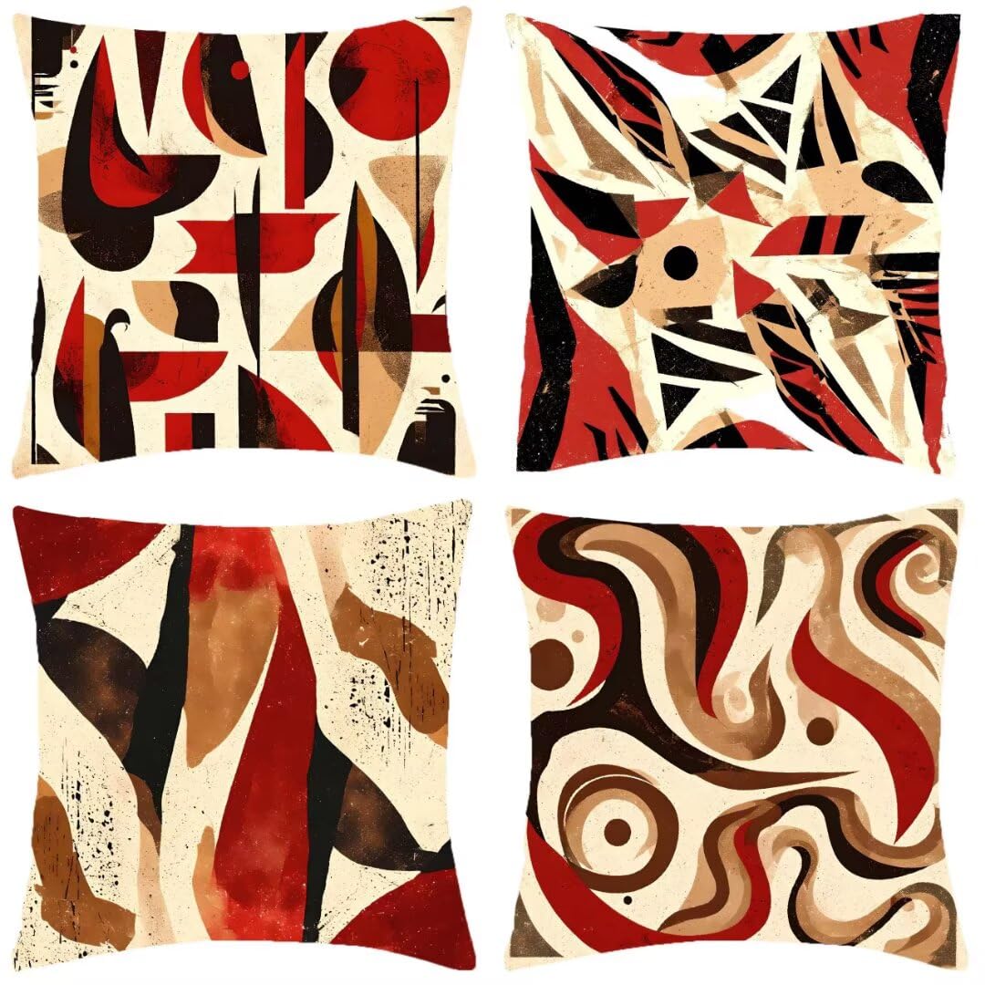 Federe Cuscini Divano 55x55cm Set di 4 Fodere Cuscini in Lino, Copri Cuscini per Divano Terracotta Camera da Letto Divano, Copricuscino Divano Cuscini Decorativi Casa, Camera da Letto, Arredo Sedia
