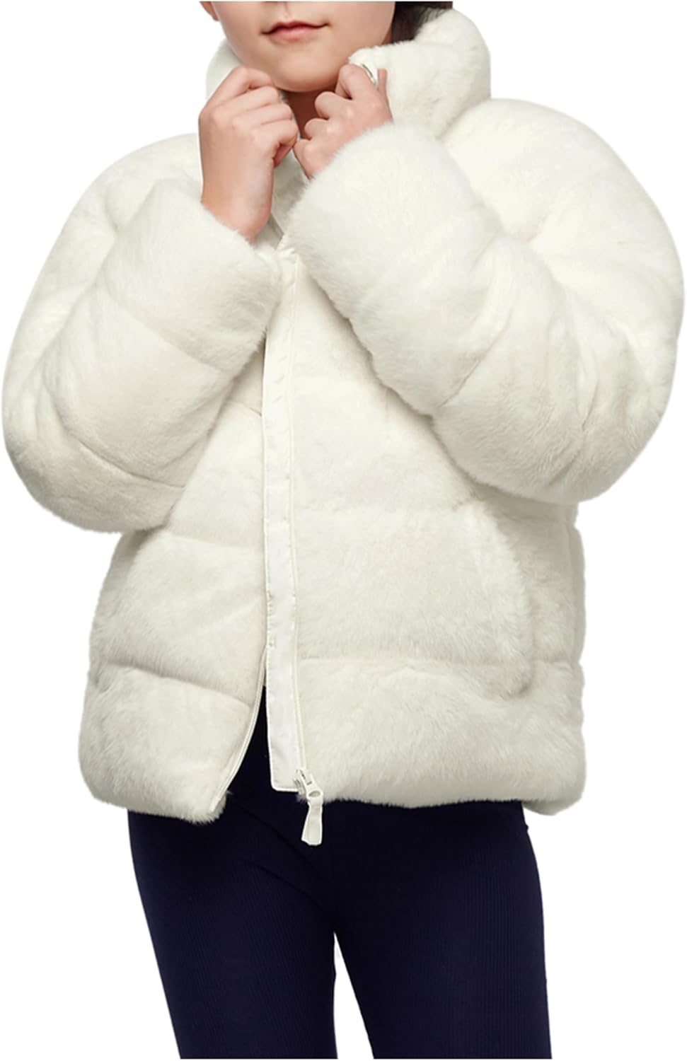 Rokka&Rolla Girls' Fuzzy Shaggy Puffer Jacket Winter Coat - Image 2