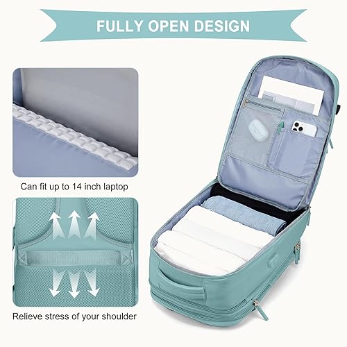 Miniatura 8 de coowoz Mochila de viaje grande para mujeres y hombres,Mochila de transporte,Mochila de senderismo impermeable para deportes al aire libre, Azul, 45