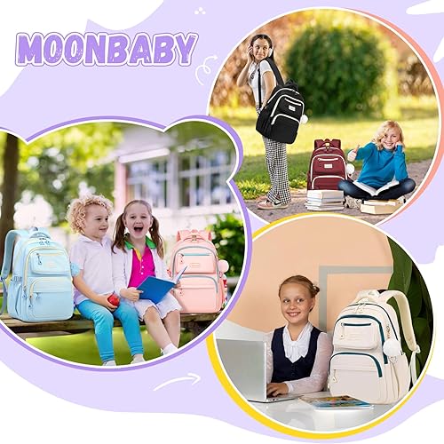 Miniatura 8 de MOONBABY Mochila para niñas para la escuela, bolsa de libros Kawaii para estudiantes de primaria, niños, adolescentes y adultos (con decoración