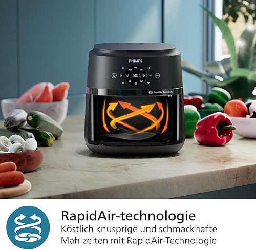 Philips Airfryer Série 2000 - Air Fryer 4.2L, 13 modes de cuisson, technologie RapidAir, jusqu'à 90% de matières grasses en moins, fenêtre de cuisson, écran tactile, Noir (NA229/00) - 5