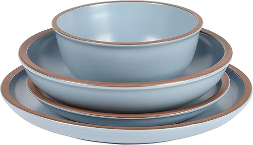 Miniatura 3 de Gibson Elite Lagos - Juego de vajilla doble de 16 piezas color azul claro