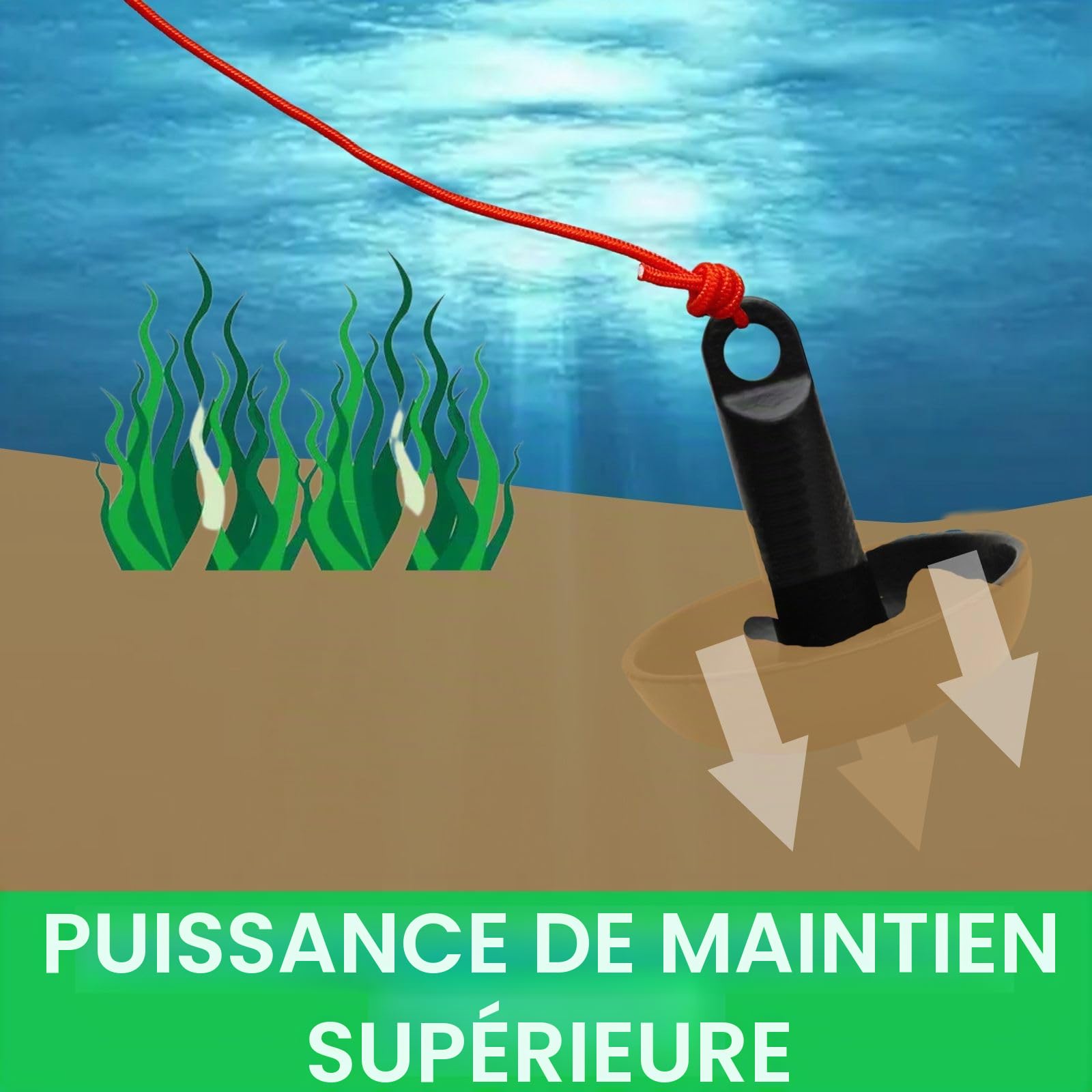 BeGrit 5 LB Ancre de Bateau kit Petite Champignon Ancre pour Canoë Jet Ski | Ancrage Kayak en Acier Carbone pour Sup & Paddle Board Bateaux avec 10 m Corde de Remorquage et Bouée et Sac de Transport