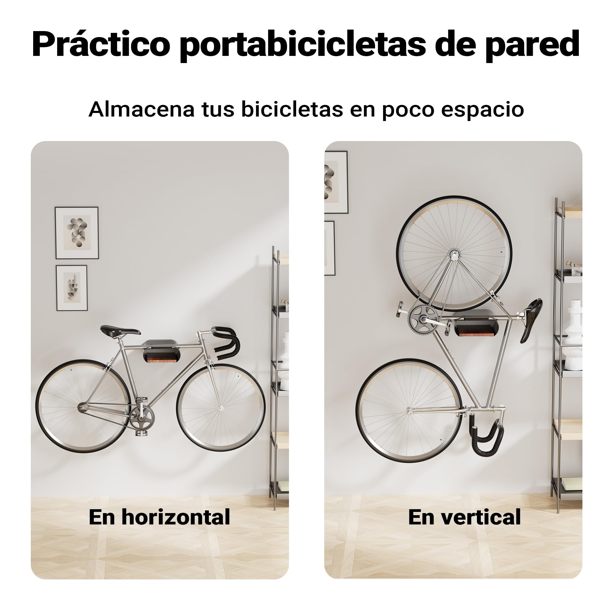 WilTec Soporte de Pared para Bicicleta 25,6 x 30 x 11,4 cm hasta 25 kg, Colgador Universal para Bicicleta, suspensión de Bicicleta Ø 55 mm Tubo Superior y 500 mm Ancho de Manillar