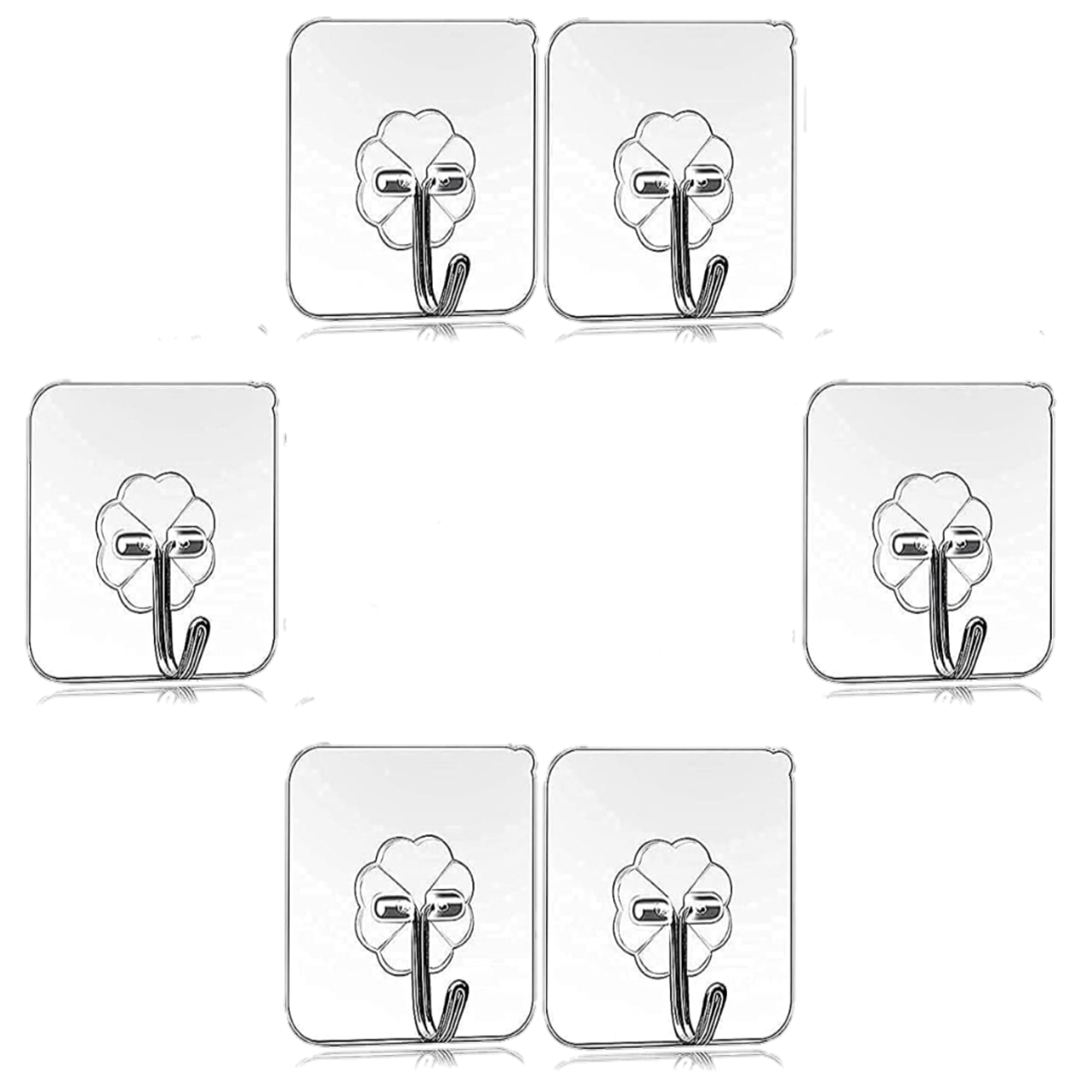 DIYASHI® 6 pcs Wall Hooks for Hanging Strong Sticker Sticky Heavy Duty Home Kitchen Bathroom Key Hanger Frames Holder