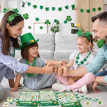 St. Patrick's Day Bingo Game for Kids 24 Player Set, Classroom & Family Fun, Ideal for School Parties, St. Patricks Day Celebrations, and Party Favors