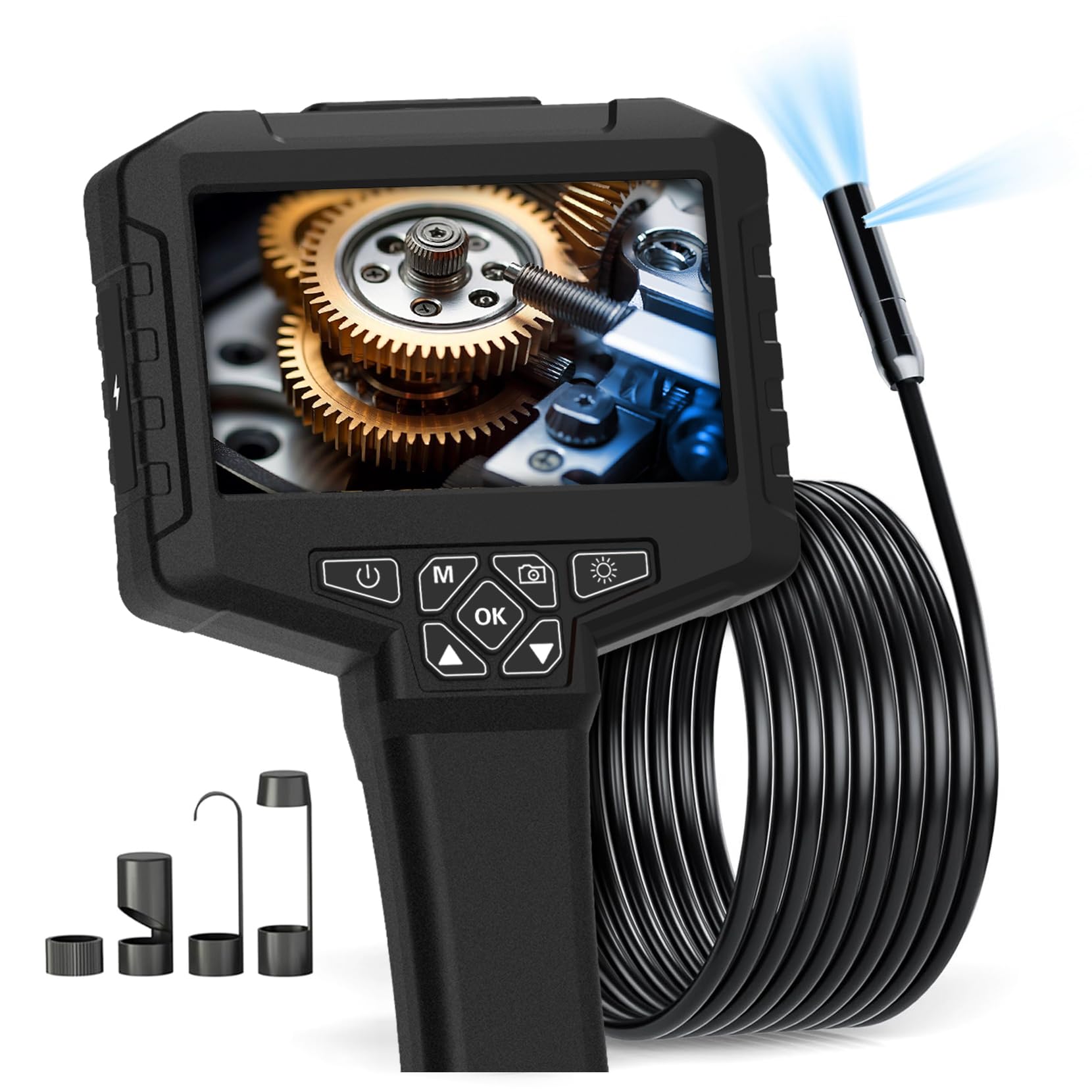 Dual Lens Bore Scope Camera with Light, Boroscope Inspection Camera, Industrial Cameras 1080P 4.3" Screen, Borescopes Waterproof, Sewer Drain Plumbing