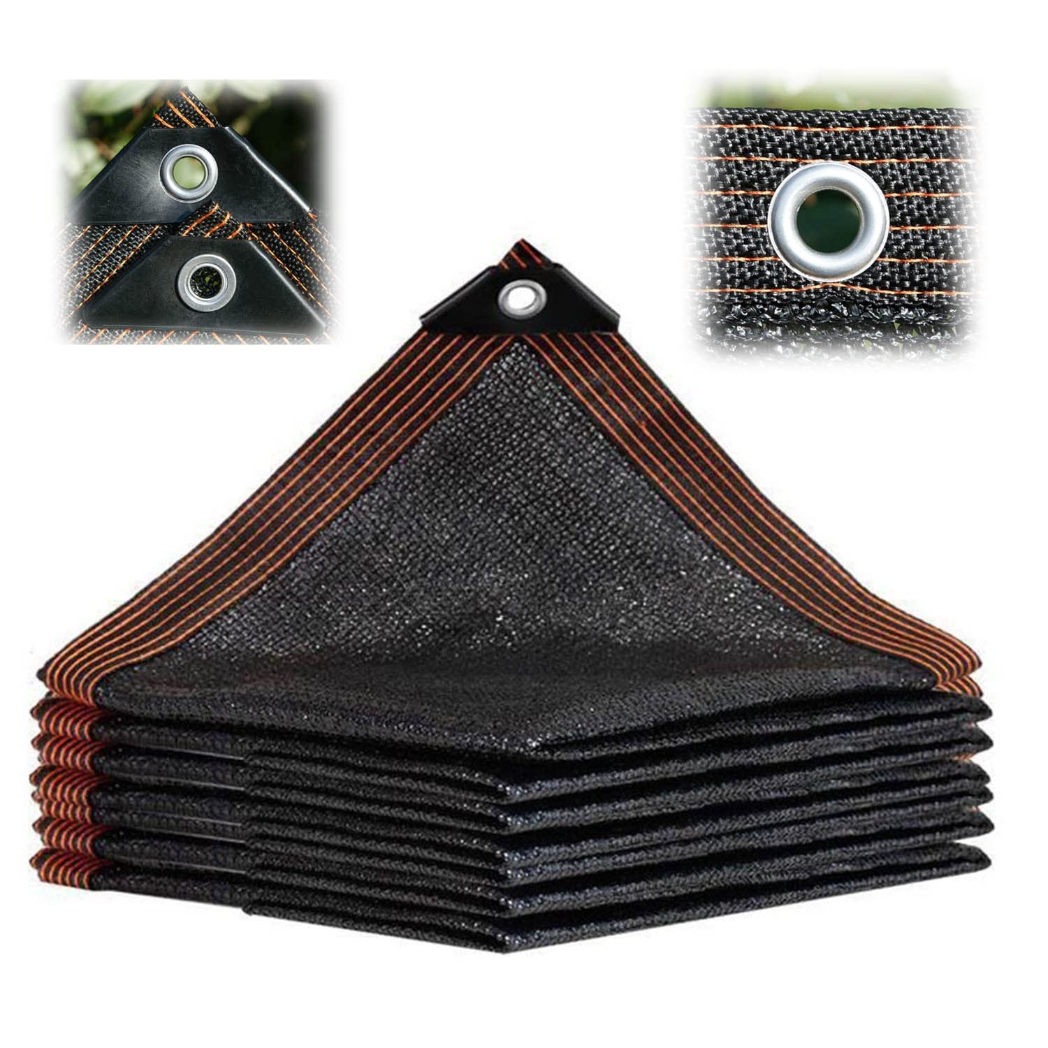 Filet d'ombrage de jardin noir en maille 85% avec oeillets pour pergola et serre