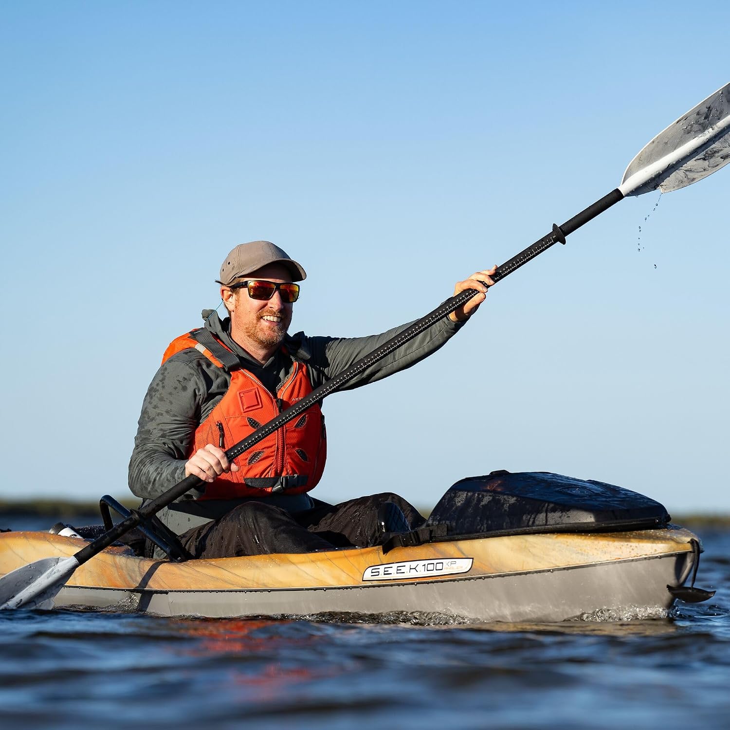 Pelican Seek 100XP - Sit on top Fishing Angler Kayak - Twin-Arched Multi-Chine Hull - Lightweight - 10 ft