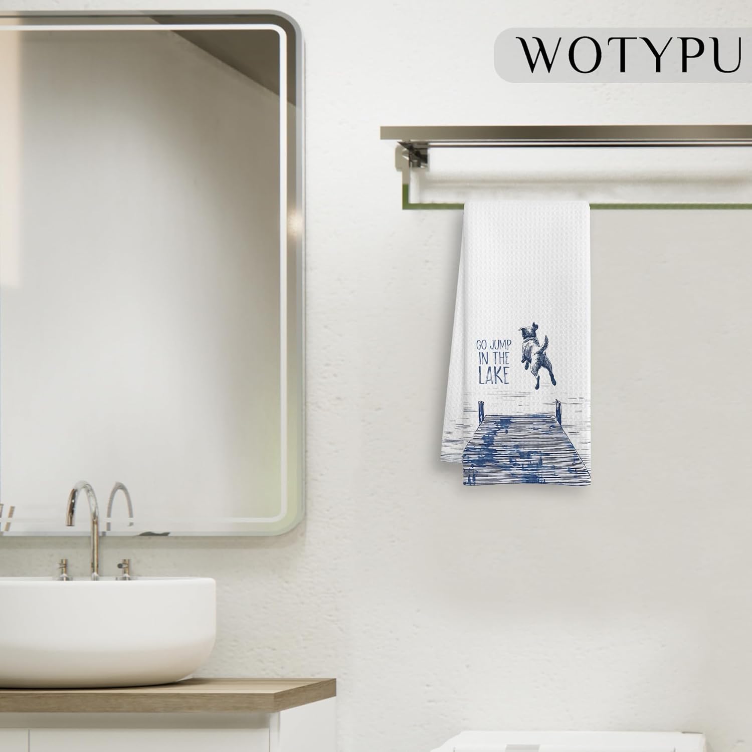 Lake House Decor Kitchen Towels, Funny Lake Golden Retriever Gift Dish Tea Towel for Kitchen Decor, Golden Retriever Lover Gifts Hand Towels for Bathroom Decor, 16x24 Inch - Image 5