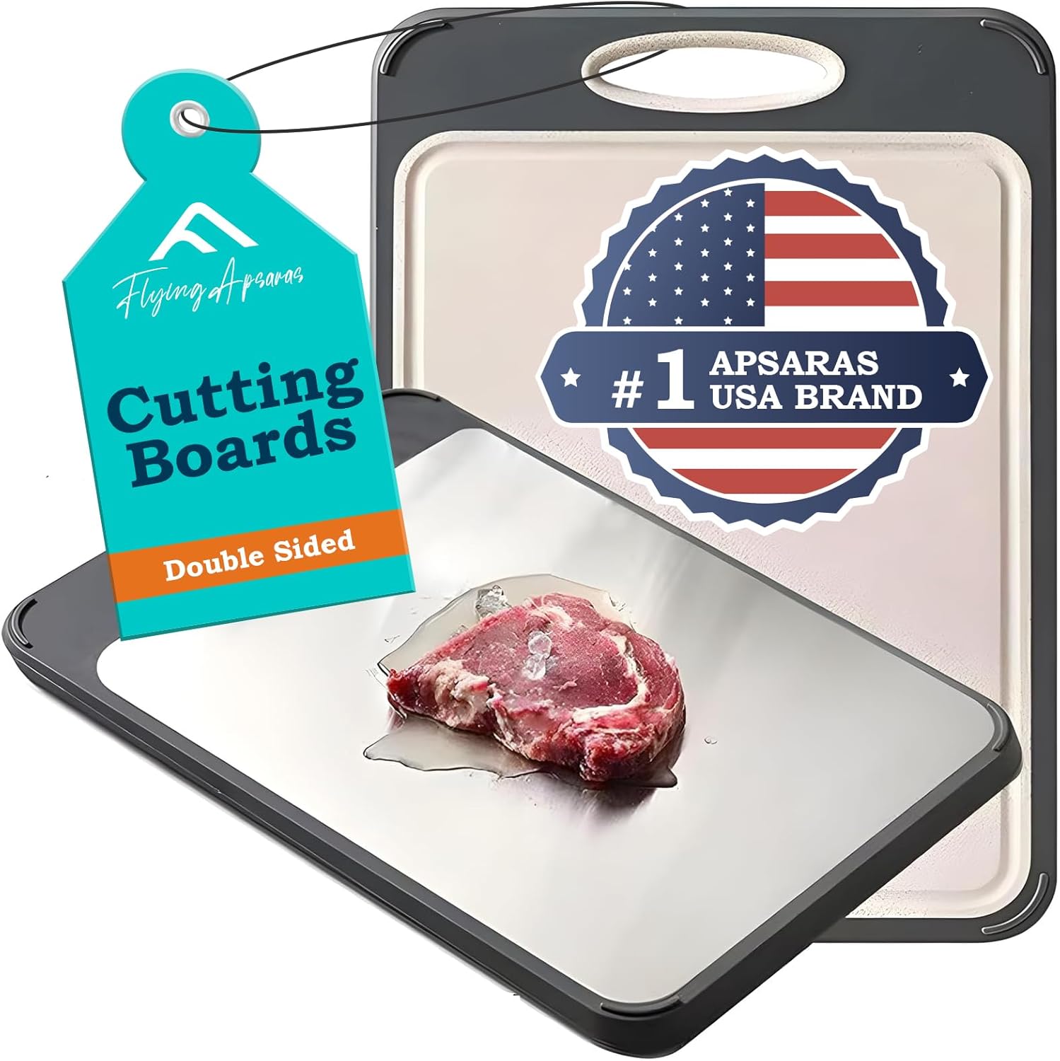 APSARAS USA 3D Cutting Board Double Sided, Stainless Steel Cutting Boards for Kitchen, Food-Grade Stainless Steel Cutting Board,Wheat Straw PP, Scratch Resistant Mesh Design Large Size15.7”×10.7”