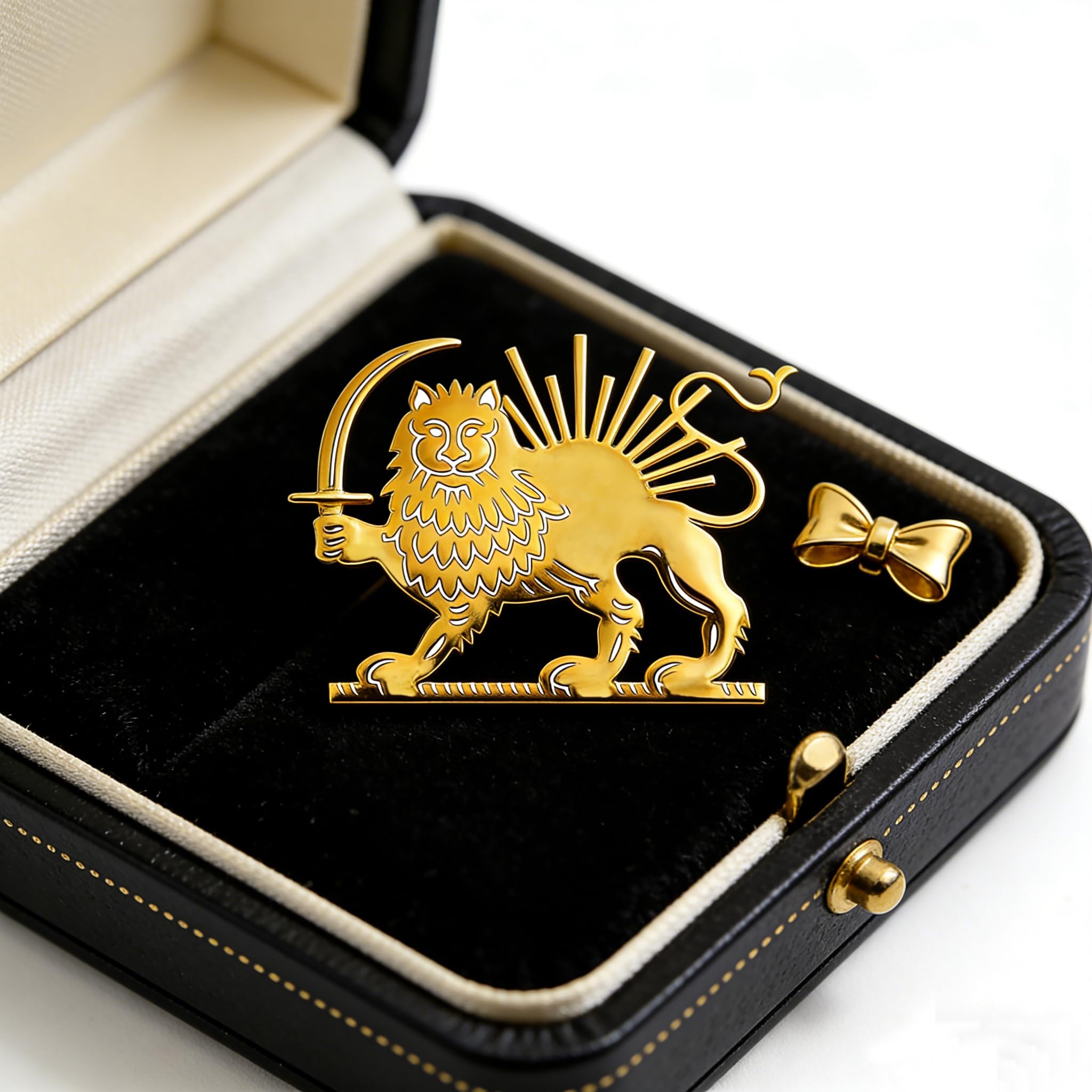 Amaxer Persia - Broche esmaltado con diseño de león y sol de Irán, pin de solapa de bandera persa iraní antigua, joyería, mochila, insignia, bolsa, accesorios de decoración — view 2