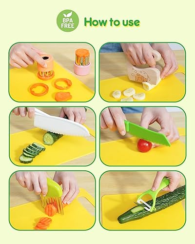Miniatura 2 de Juego de Cuchillos de Cocina para Niños de Melican, 11 Piezas Herramientas de Cocina Montessori para Cocina Real de Niños Pequeños, Incluye