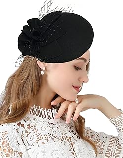 British Style Pillbox Hat Women Church Wedding Winter Vintage Fascinator Beret 100% Wool Felt Hat with Veil