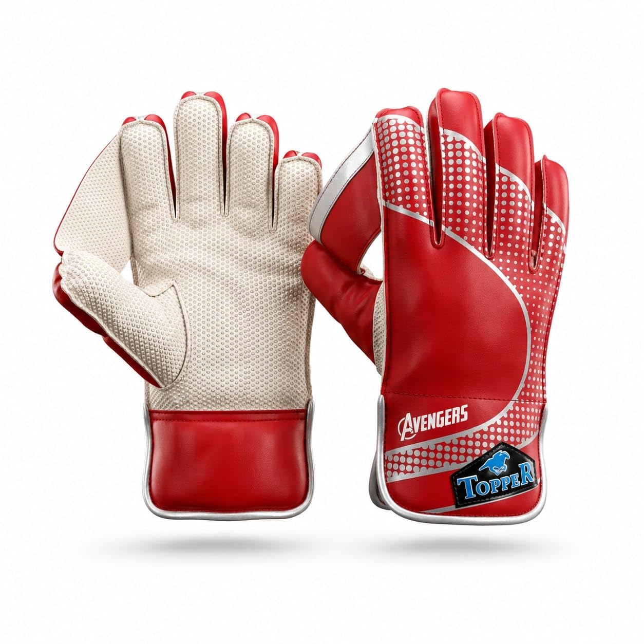 NLW Topper Wicket Keeping Gloves, Cricket, Black and White, Synthetic Leather, Padded Palm, Finger Protection (Boys)-picture-11