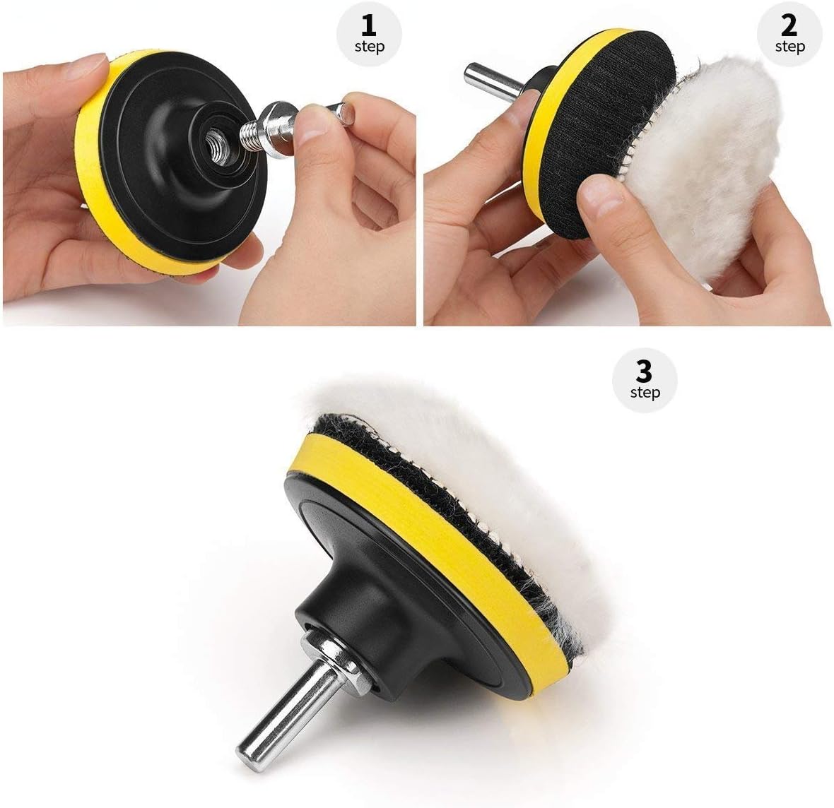 DollaTek 22pcs Drill Polishing Sponge Pad Kits,3 Inch Buffing Pads - Image 5
