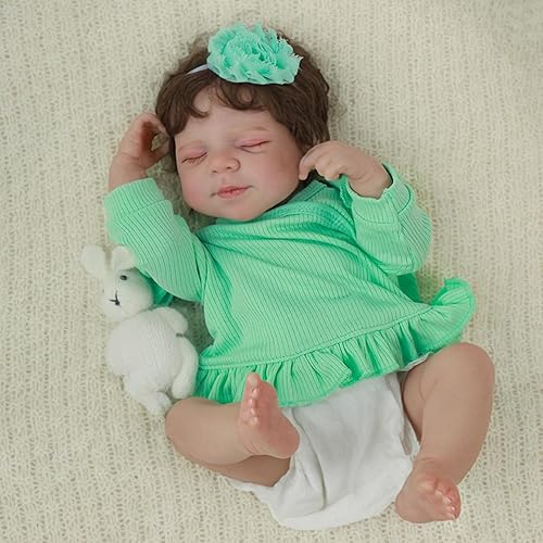 Miniatura 2 de SCOM Reborn Baby Dolls Girl 18 Inch – Full Body Silicone, Realistic Sleeping Newborn, Poseable & Washable, Hand-Rooted Hair, with Accessories, Gift