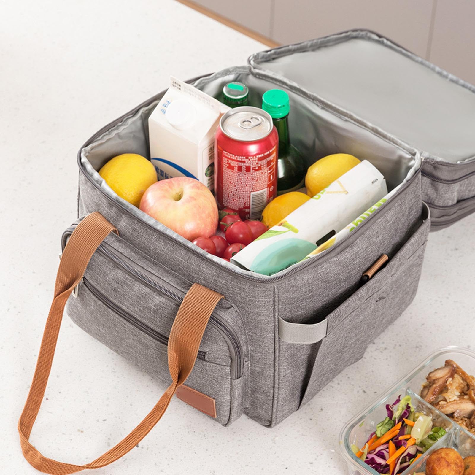 Grand sac isotherme de voyage, glacière portable, isotherme et souple, pliable, pour pique-nique, plage, travail, voyage, 18 l