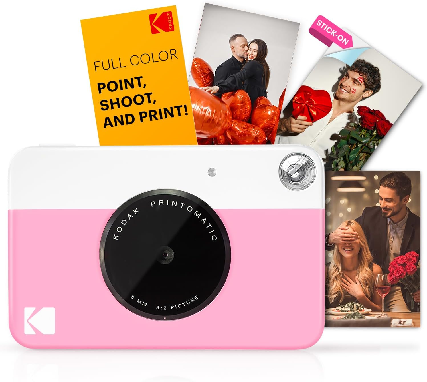 KODAK Printomatic Full-Color Instant Print Digital Camera – Colorful Photos On Zink 2×3″ Sticky-Back Photo Paper – 5MP, Portable, Creative Fun Gift for Birthday, Christmas, Holiday – Pink