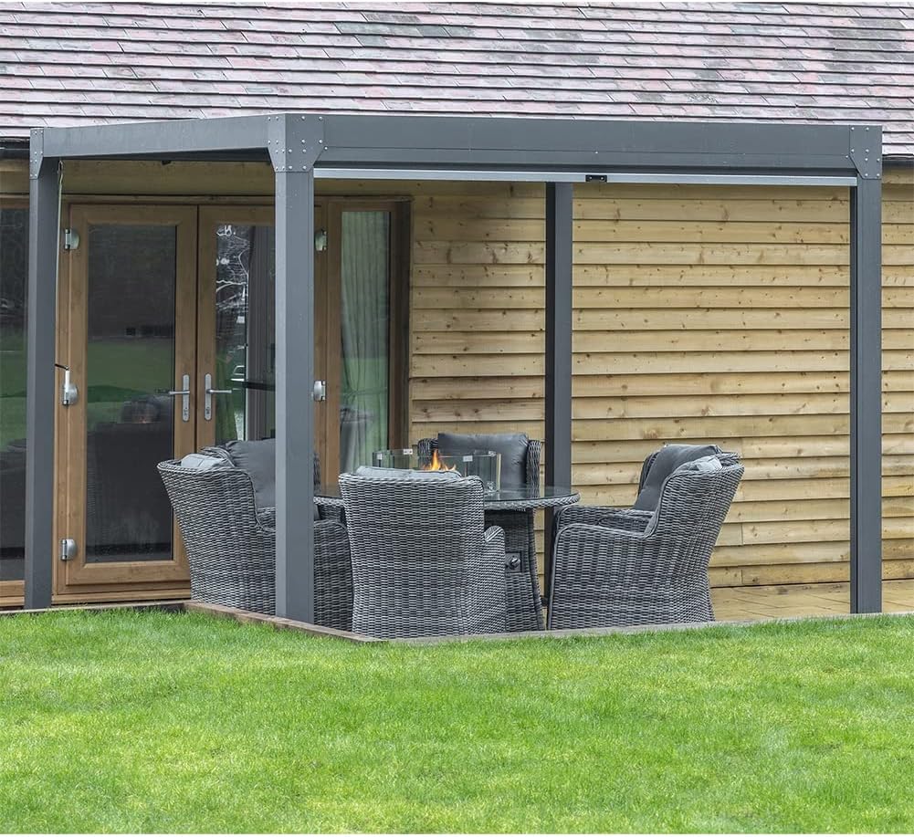 Modern Home 10'x10' Aluminum Louvered Outdoor Pergola - Adjustable Aluminum Slat Patio Sun Shade Gazebo : Patio, Lawn & Garden