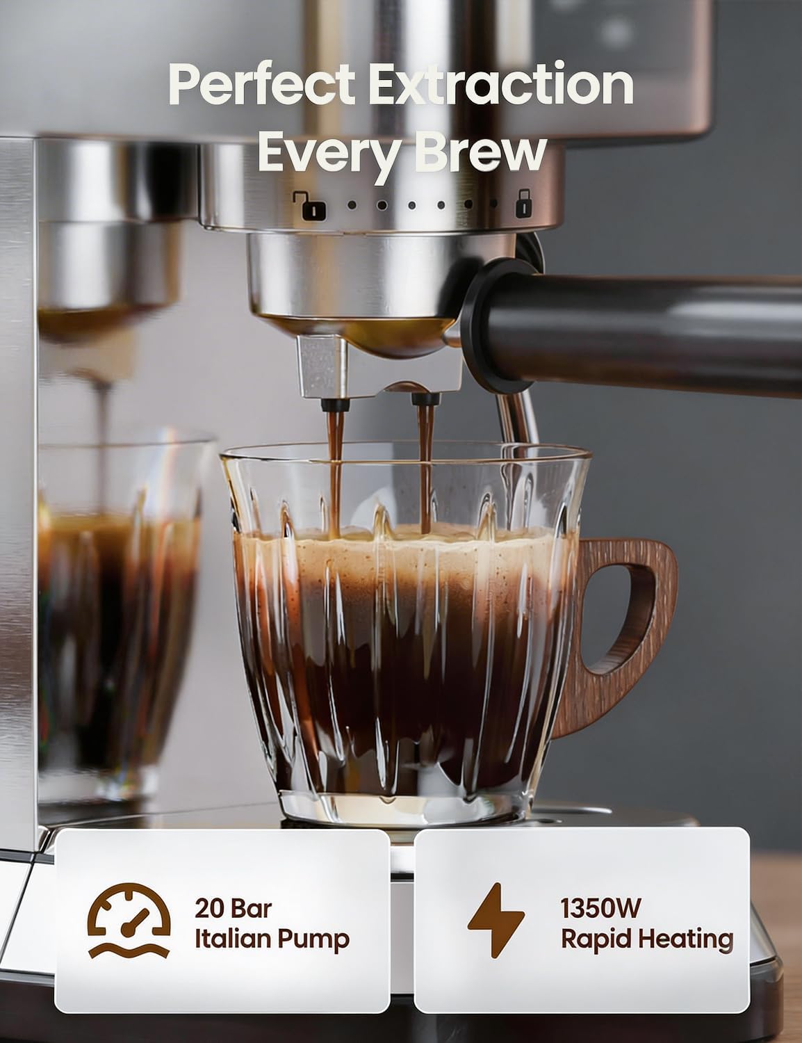 TOPZEE Espresso Machine 20 Bar, Compact Coffee Maker with Milk Frother & Cold Brew Function, 52oz Removable Water Tank, Stainless Steel Cappuccino, Latte Maker