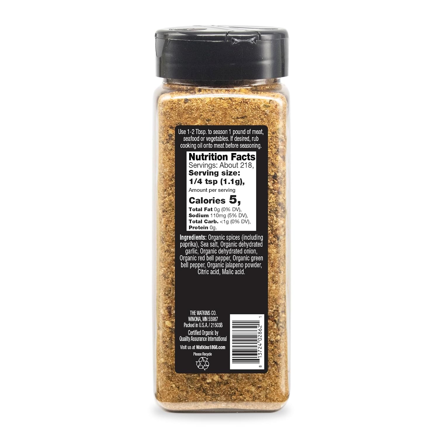 Watkins 1868 Organic Grilling Brazilian Steakhouse Seasoning, 8.5 oz (Pack of 6)