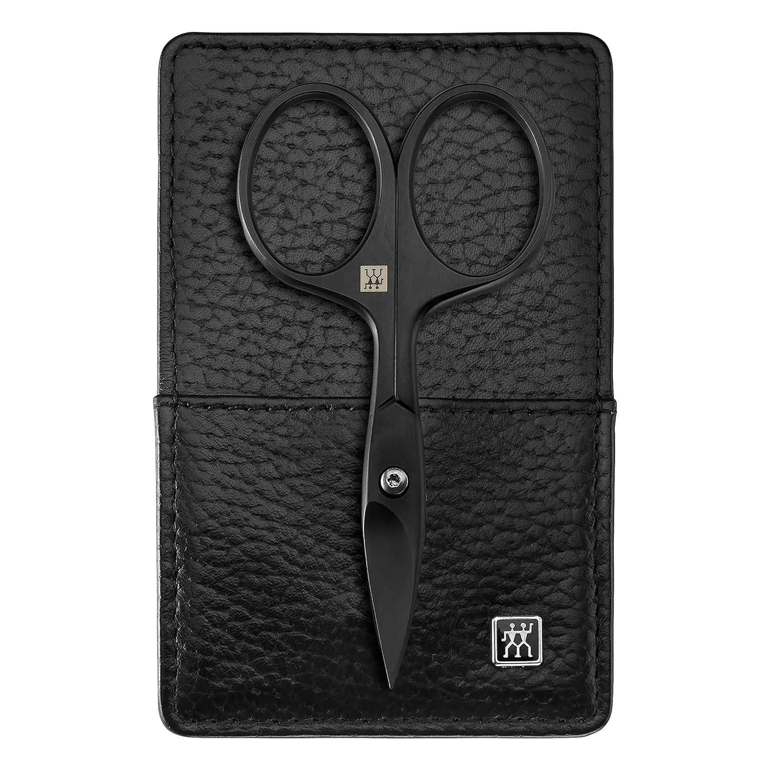 ZWILLING Set de manicura (3 piezas, estuche de piel auténtica, set de viaje, con tijeras para uñas), Premium, Black Edition