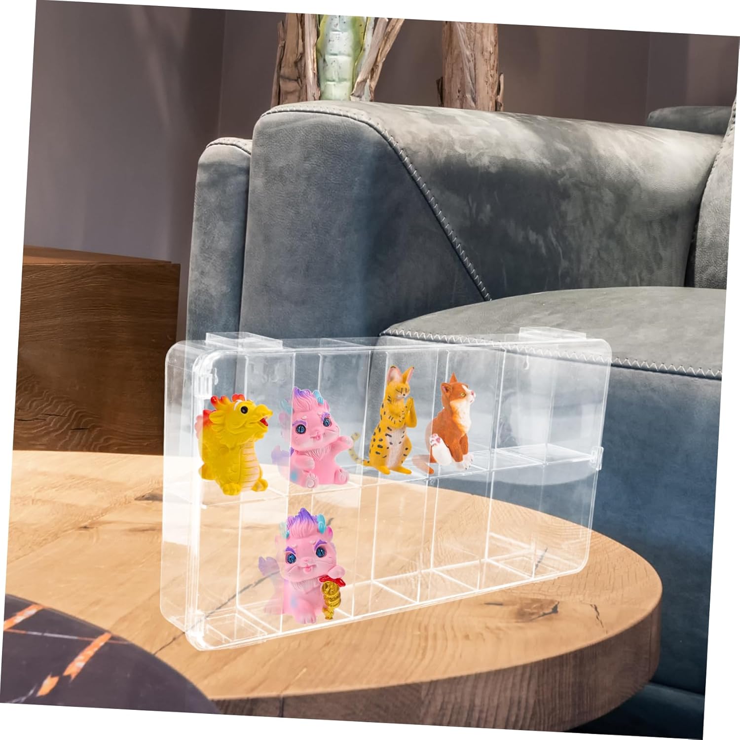 BESPORTBLE 12grid Acrylic Display Case Figures Multi Doll Organizer Compartments Wear-Resistant Holder for Collectibles and Models Showcase for Home Decor