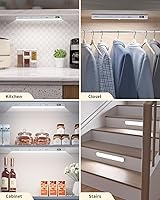 Vista 2 de WILLED Under Cabinet Lights Rechargeable, Battery Display, 60 LED Touch Light Bar, Motion Sensor Light Indoor, Battery Operated Closet Light Cool