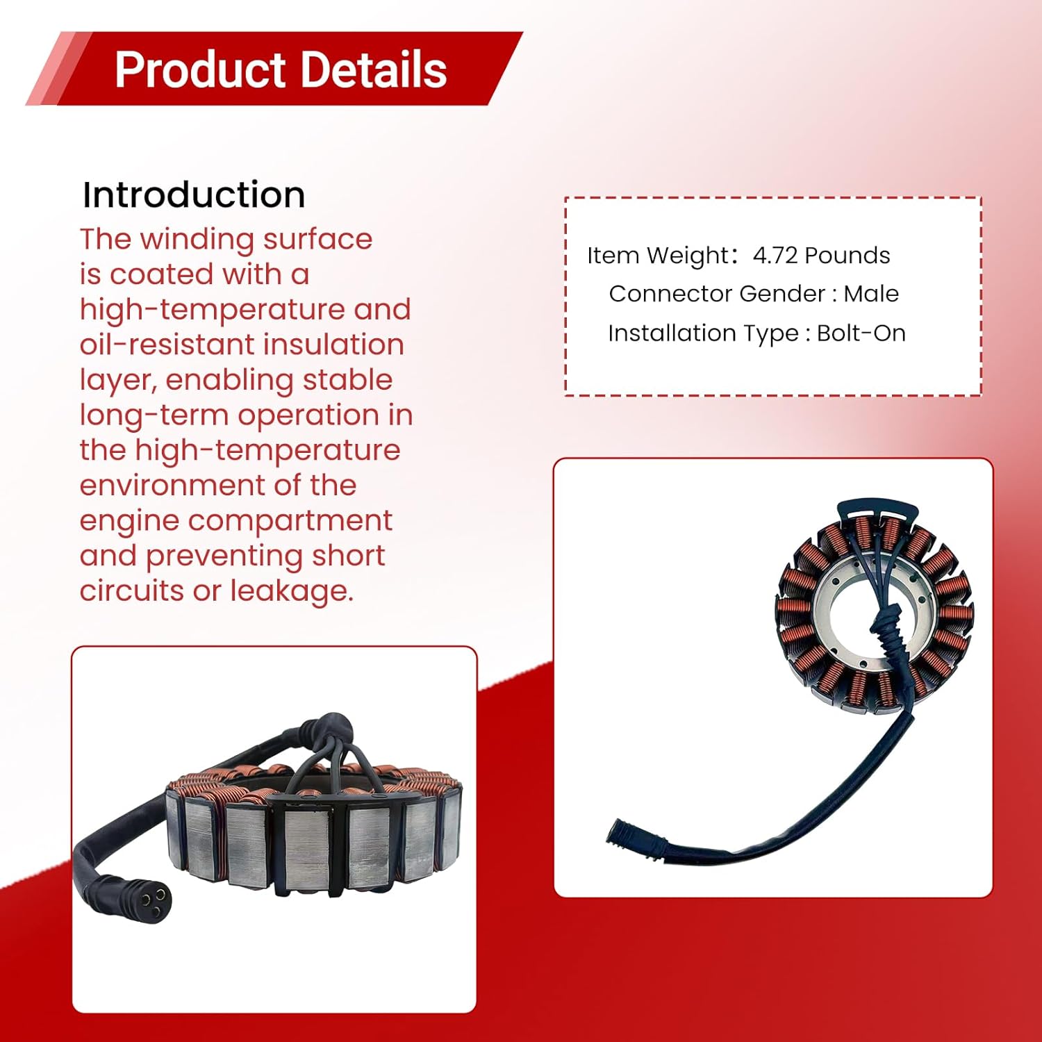 Stator Fit for Harley Davidson Road King 17-22,Road Glide 17-22, Street Glide 17-22, Electra Glide 19-22, Softail 18-22,Freewheeler 17-22,Tri Glide Ultra 17-22,OEM 29900042