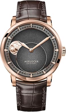 AGELOCER Moon Phase Watch Original Design, Automatic Mechanical Watches for Men, 29.51 Day Precise Moonphase, Luxury Waterproof Leather Strap Casual Watch Mens Gift