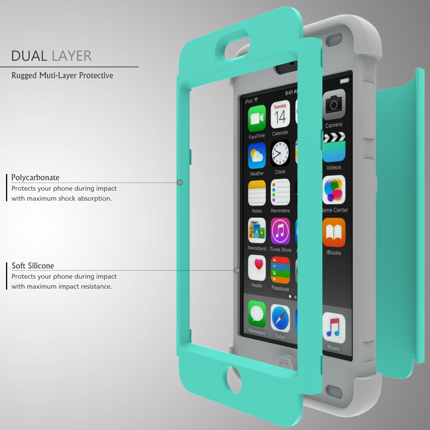 iPod Touch 7 Case,iPod Touch 6 Case,SLMY(TM) Heavy Duty High Impact Armor Case Cover Protective Case for Apple iPod Touch 5/6/7th Generation Green/Gray …